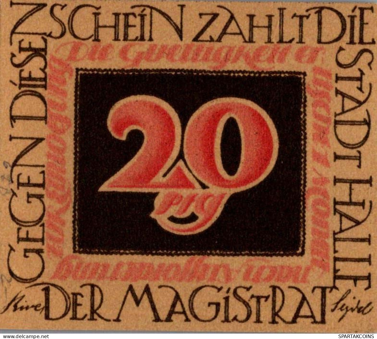 20 PFENNIG 1921 Stadt HALLE AN DER SAALE Saxony DEUTSCHLAND Notgeld #PG299 - [11] Local Banknote Issues