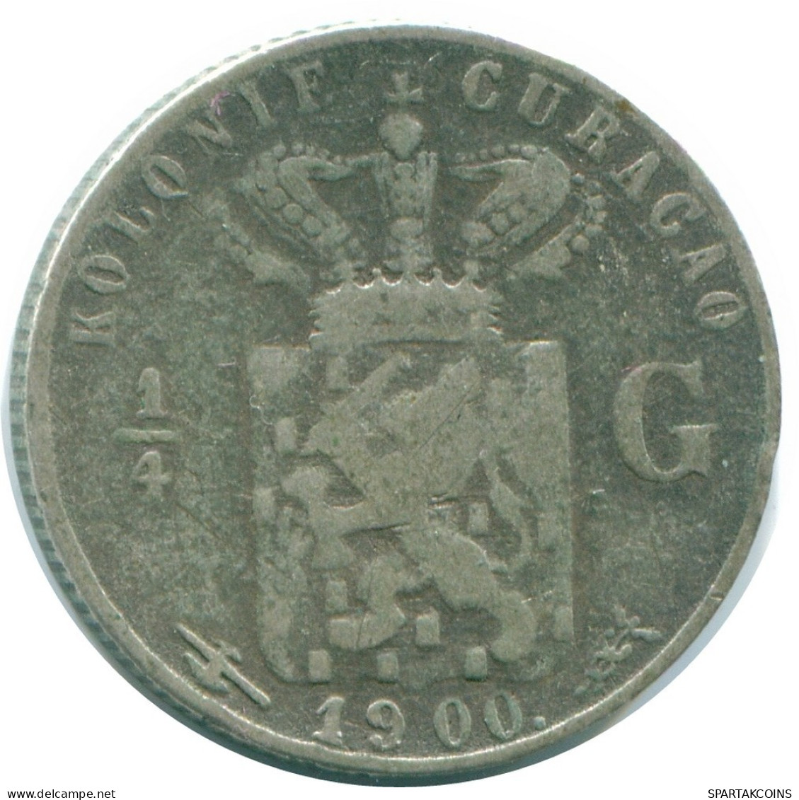 1/4 GULDEN 1900 CURACAO Netherlands SILVER Colonial Coin #NL10473.4.U.A - Curacao