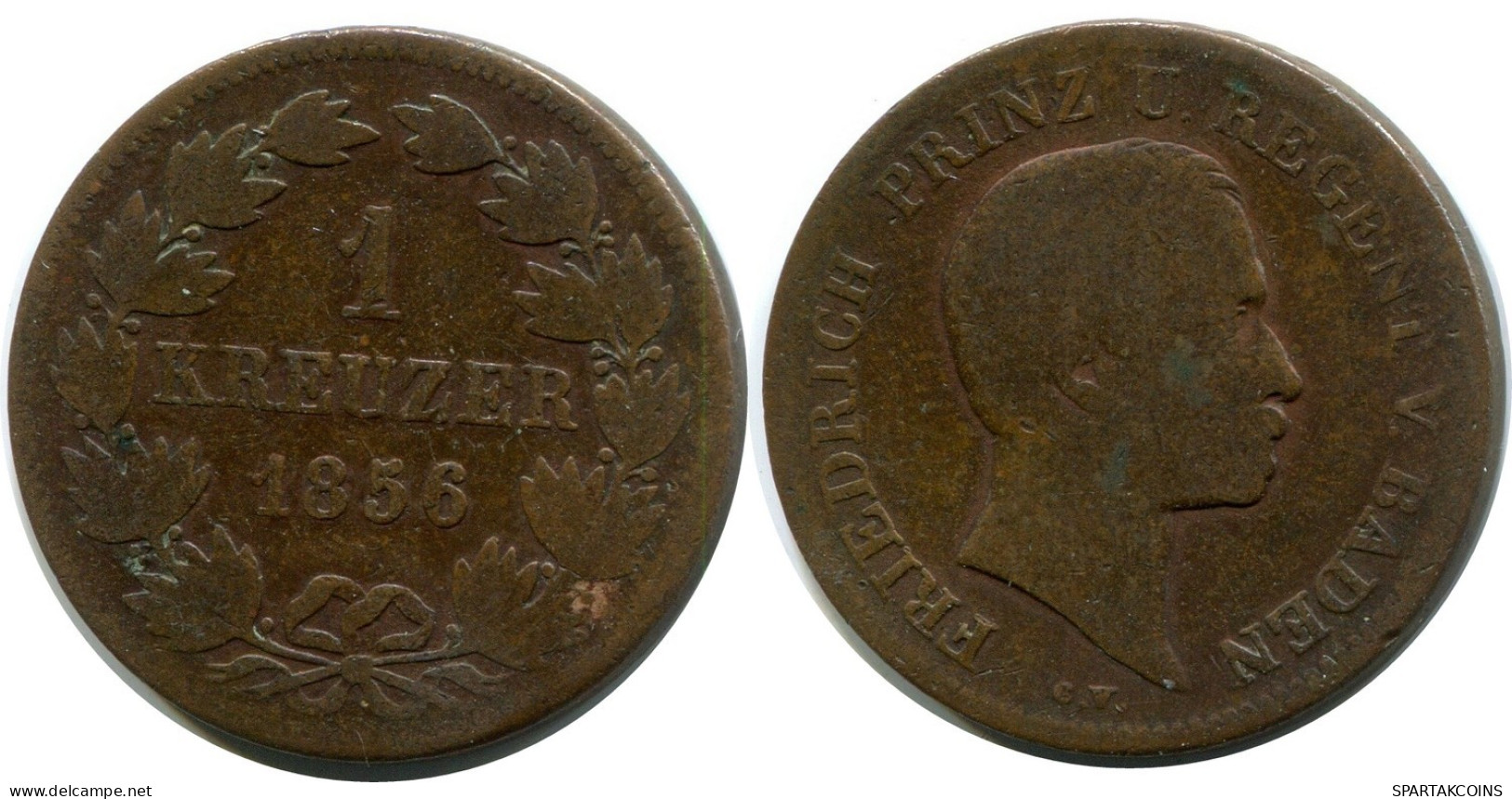 1 KREUZER 1856 BADEN STATES DEUTSCHLAND Münze GERMANY #DA756.D.A - Sonstige & Ohne Zuordnung