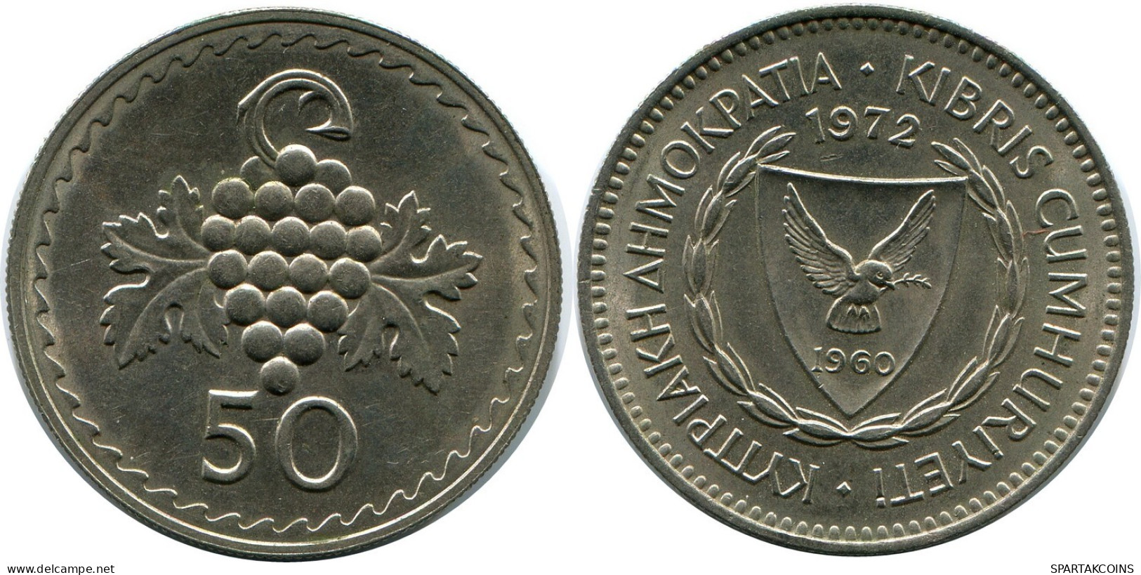 50 MILS 1972 CHIPRE CYPRUS Moneda #AP271.E.A - Zypern