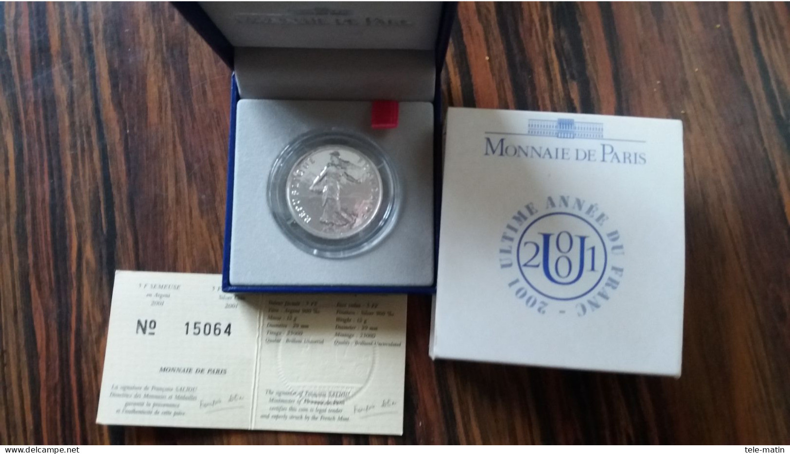 5 Frs 2001 Ultime Année  Du Franc Argent BU 29 Mm - Collections