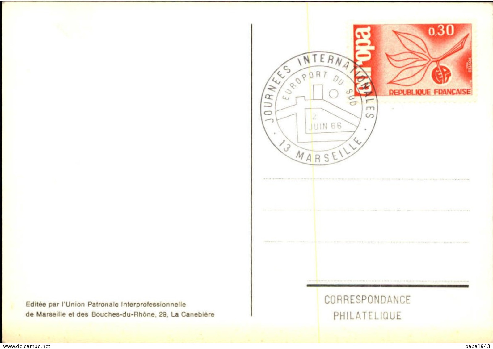 1966  Journée Internationale " EUROPORT DU SUD "  Timbre EUROPA 0,30 - Covers & Documents