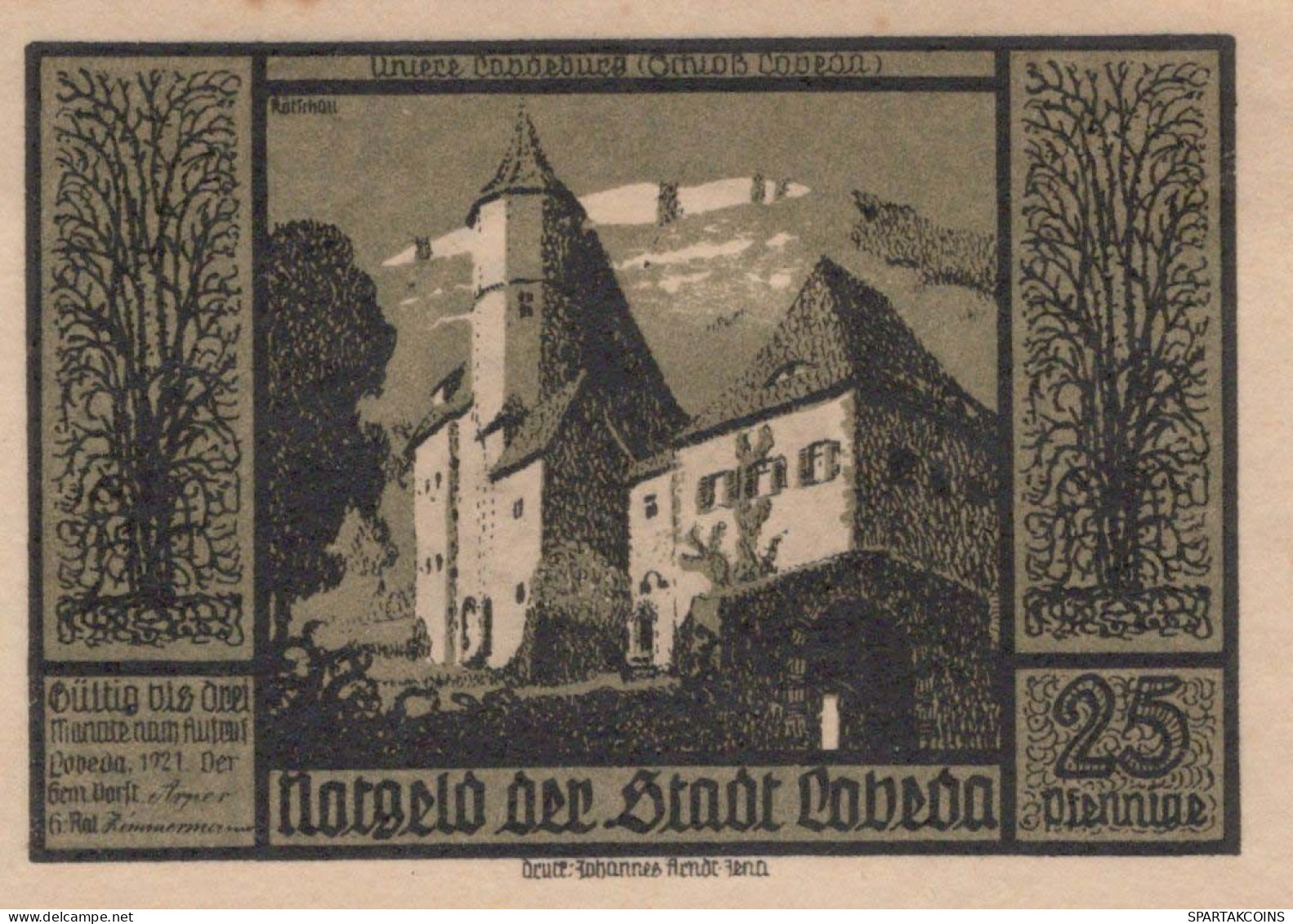 25 PFENNIG 1921 Stadt LOBEDA Thuringia UNC DEUTSCHLAND Notgeld Banknote #PI658 - [11] Lokale Uitgaven