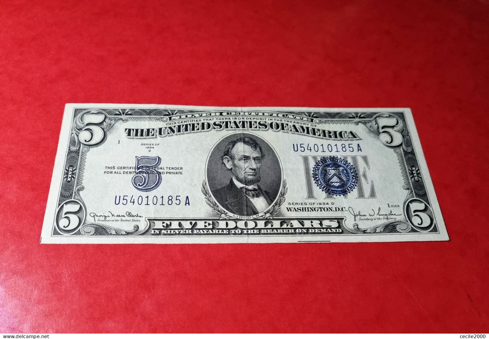 1934 D USA $5 DOLLARS UNITED STATES BANKNOTE XF++  BILLETE ESTADOS UNIDOS *COMPRAS MULTIPLES CONSULTAR* - Certificaten Van Zilver (1928-1957)