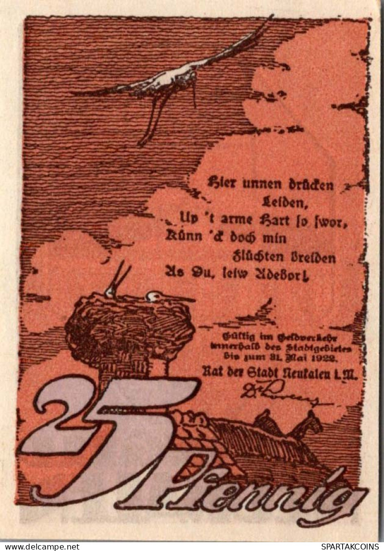 25 PFENNIG 1922 Stadt NEUKALEN Mecklenburg-Schwerin UNC DEUTSCHLAND #PI817 - [11] Emisiones Locales