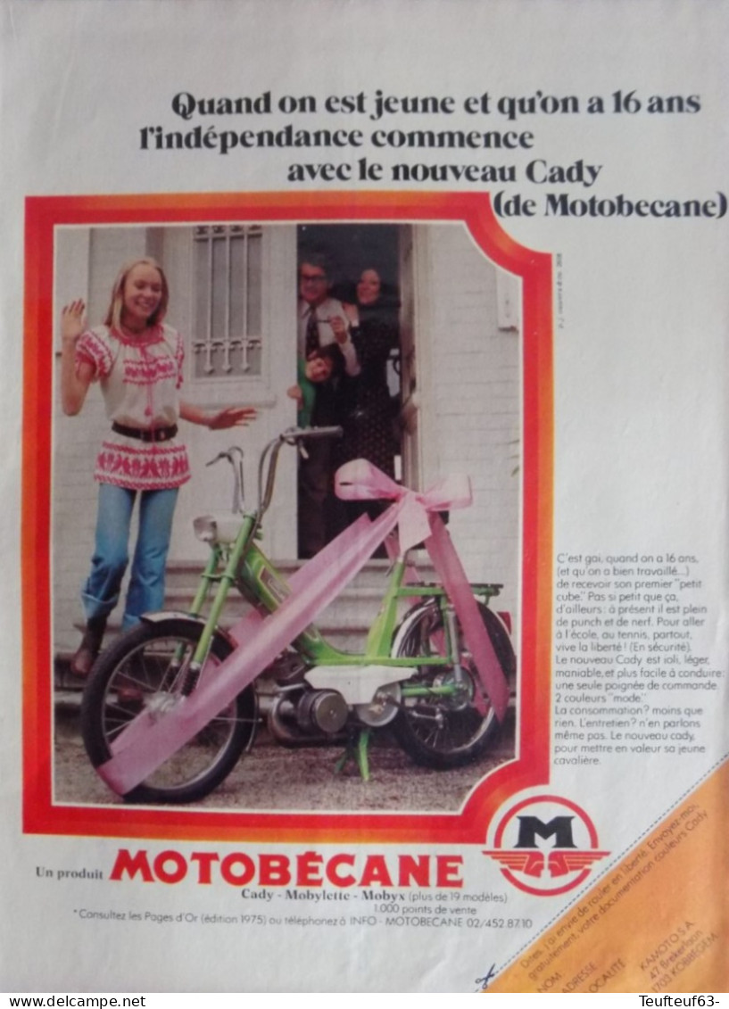 Publicité De Presse ; Mobylette Cady Motobécane - Werbung