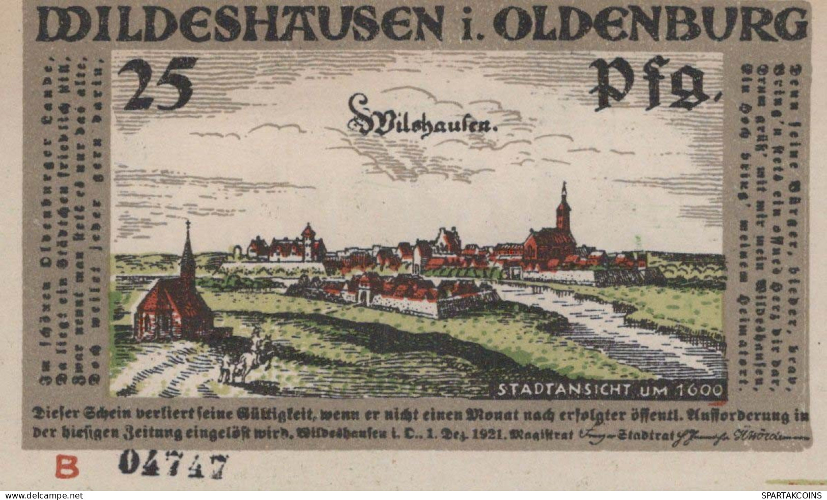 25 PFENNIG 1921 Stadt WILDESHAUSEN Oldenburg UNC DEUTSCHLAND Notgeld #PJ028 - [11] Emissions Locales