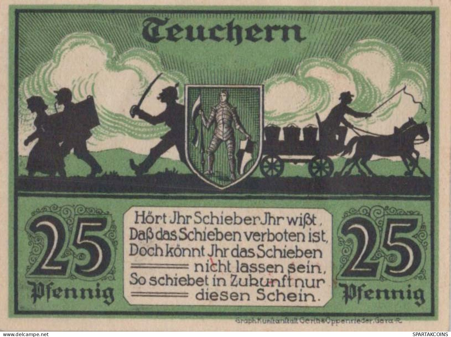 25 PFENNIG 1921 Stadt TEUCHERN Saxony UNC DEUTSCHLAND Notgeld Banknote #PJ050 - Lokale Ausgaben