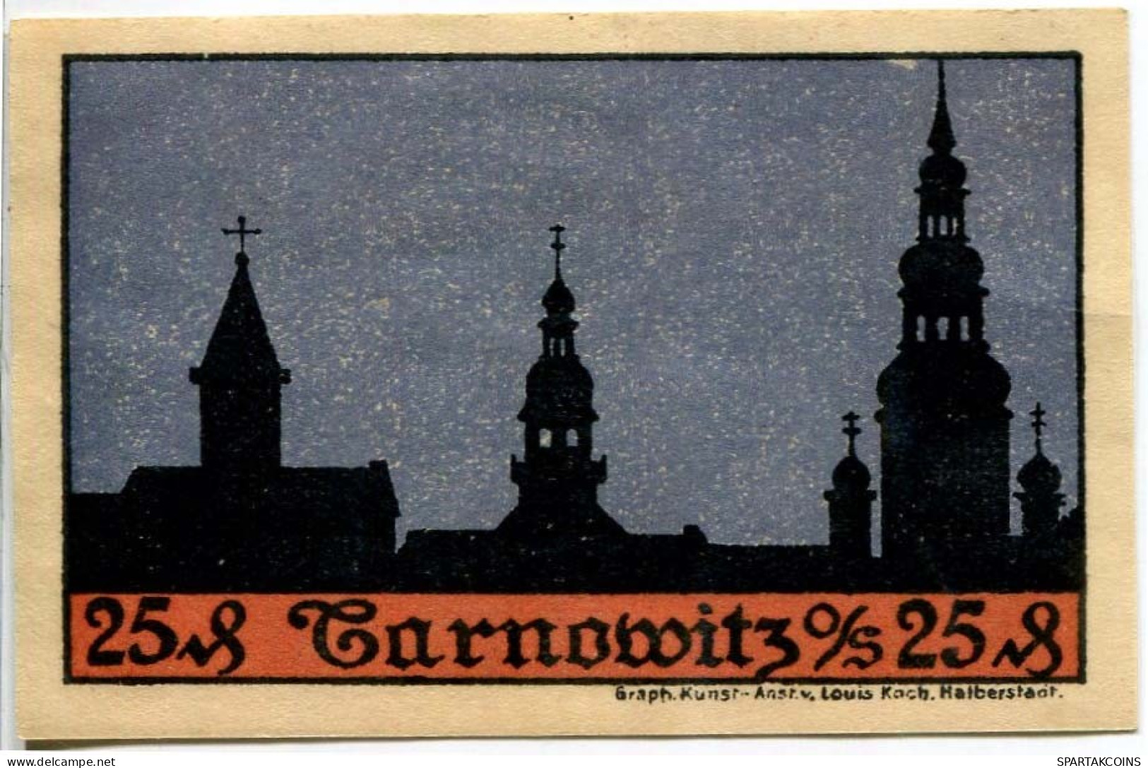 25 PFENNIG 1921 Stadt TARNOWITZ Oberen Silesia DEUTSCHLAND Notgeld Papiergeld Banknote #PL927 - [11] Emissions Locales
