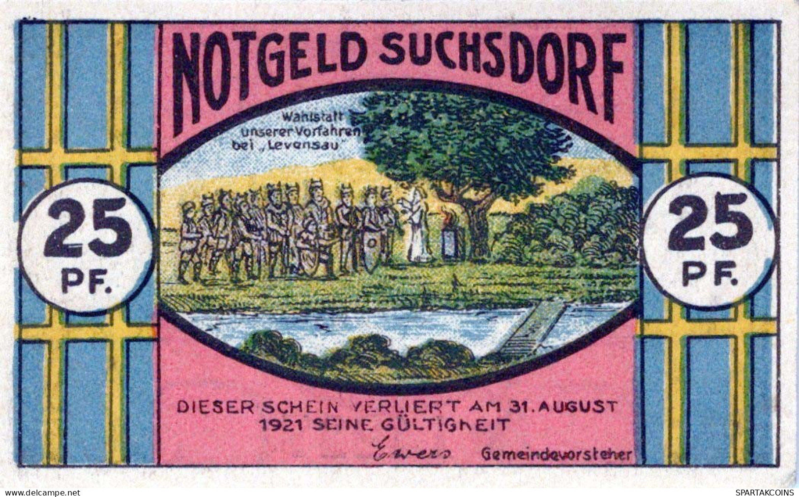25 PFENNIG 1921 Stadt SUCHSDORF Schleswig-Holstein DEUTSCHLAND Notgeld #PF994 - Lokale Ausgaben