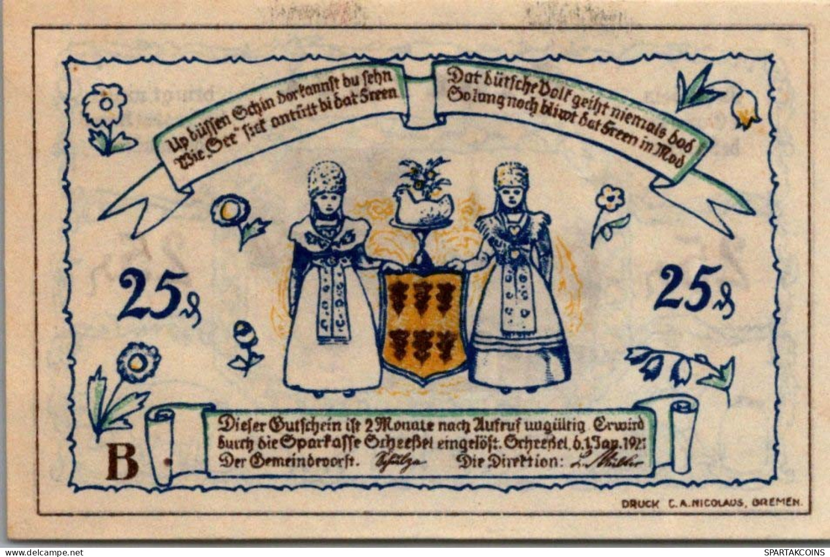 25 PFENNIG 1921 Stadt SCHEESSEL Hanover UNC DEUTSCHLAND Notgeld Banknote #PH923 - Lokale Ausgaben