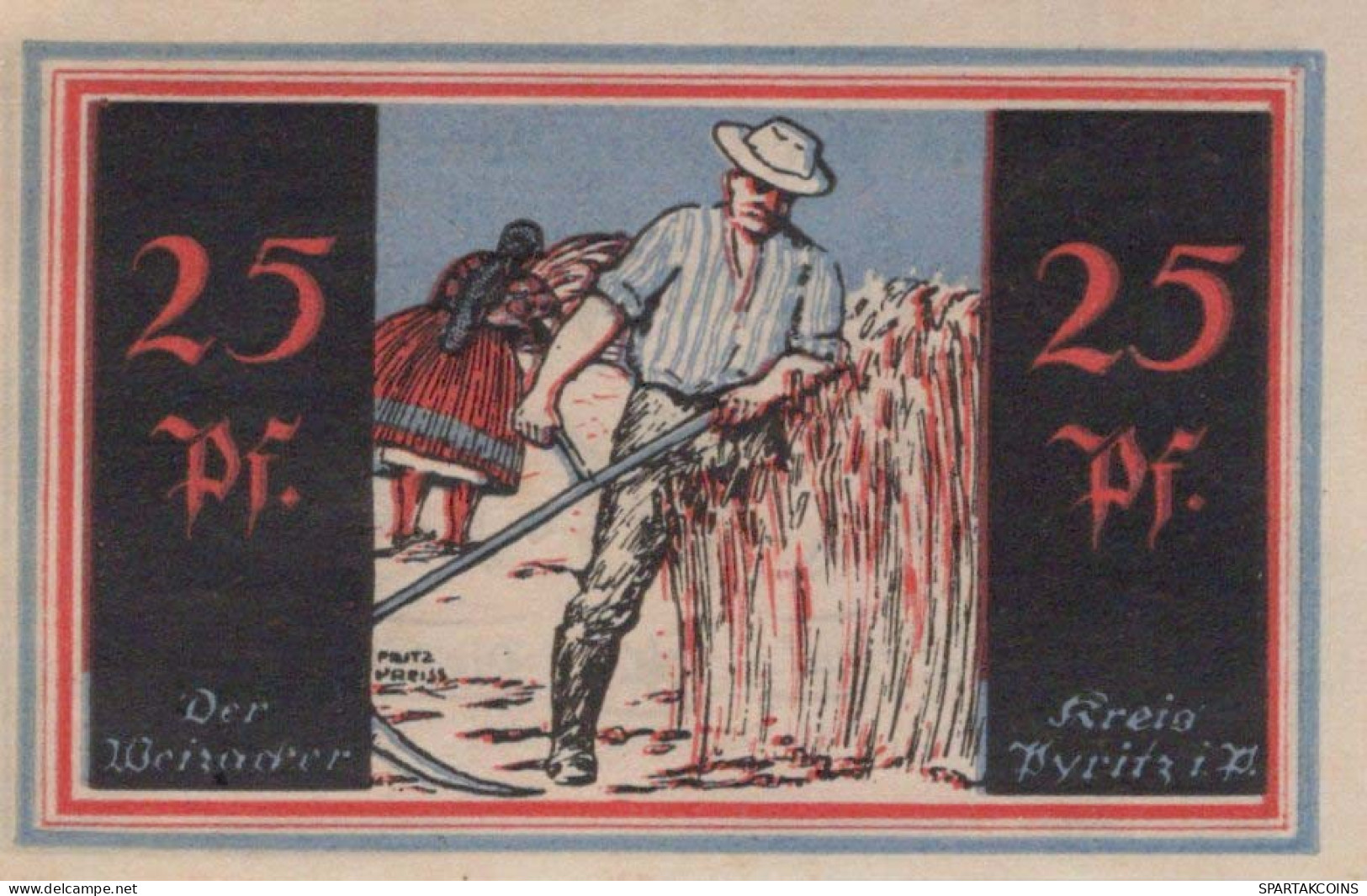25 PFENNIG 1921 Stadt PYRITZ Pomerania UNC DEUTSCHLAND Notgeld Banknote #PB789 - Lokale Ausgaben