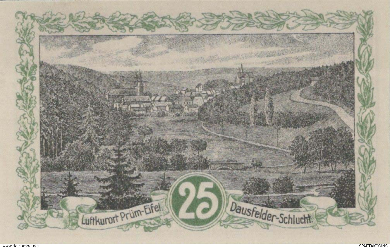 25 PFENNIG 1921 Stadt PRÜM Rhine UNC DEUTSCHLAND Notgeld Banknote #PB771 - Lokale Ausgaben