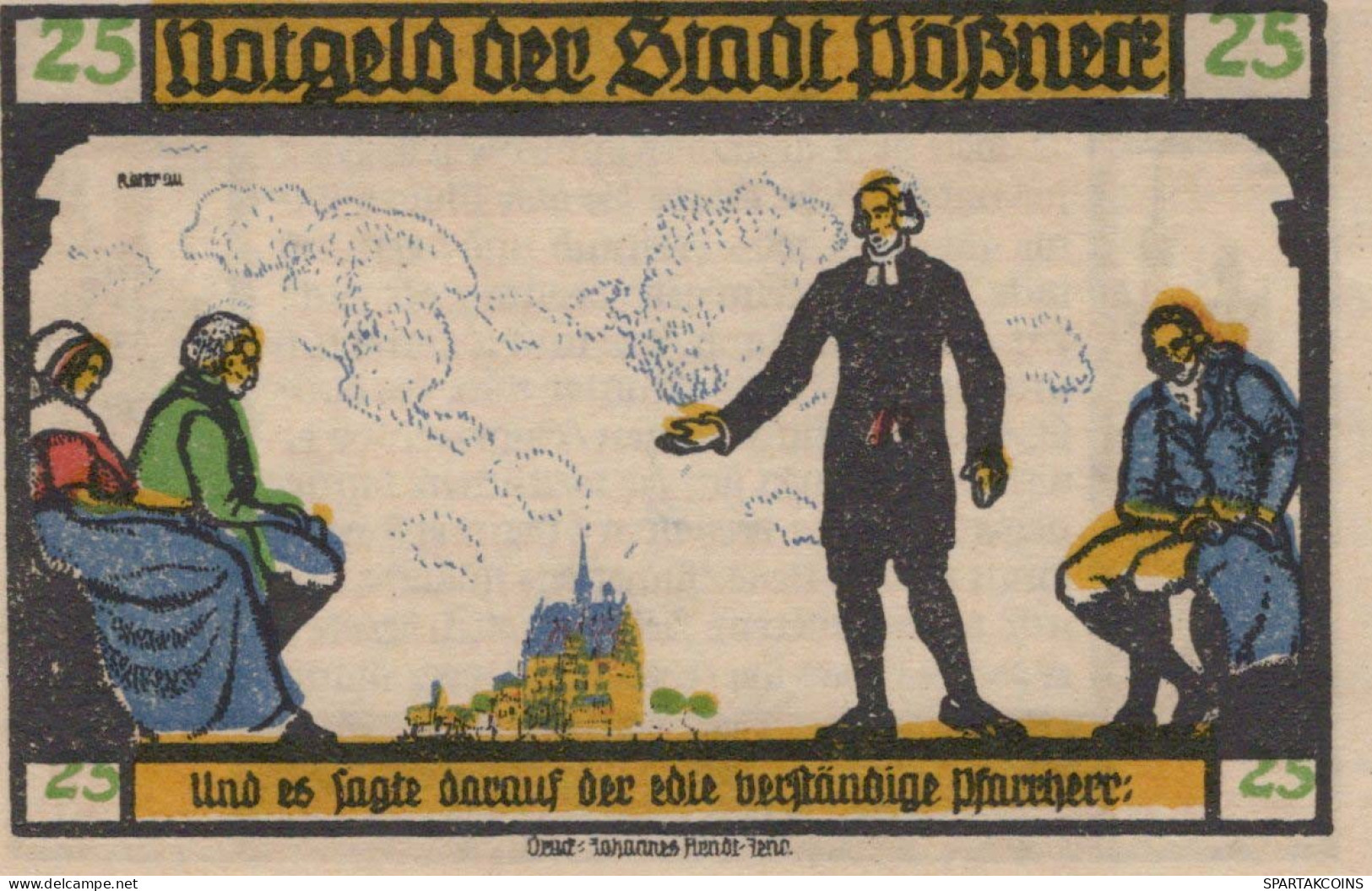 25 PFENNIG 1921 Stadt PÖSSNECK Thuringia UNC DEUTSCHLAND Notgeld Banknote #PB651 - [11] Lokale Uitgaven