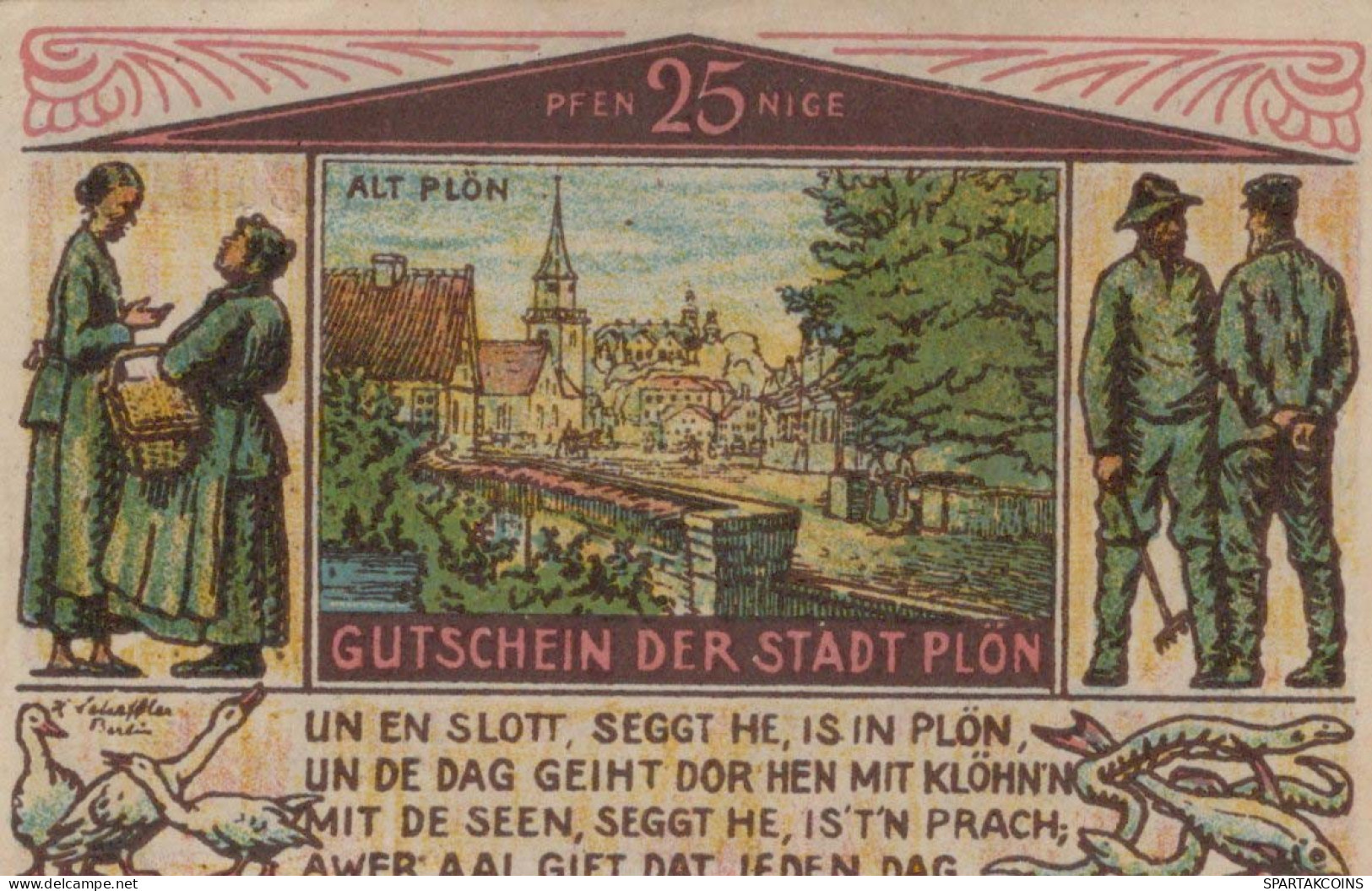 25 PFENNIG 1921 Stadt PLÖN Schleswig-Holstein DEUTSCHLAND Notgeld #PF997 - Lokale Ausgaben