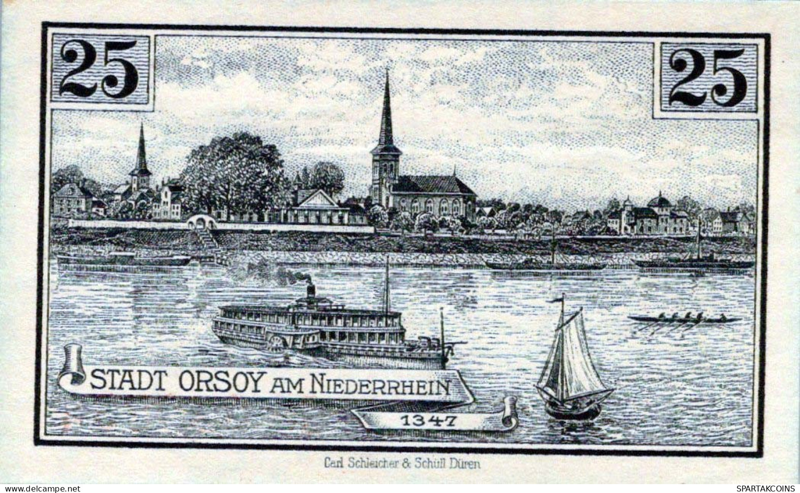 25 PFENNIG 1921 Stadt ORSOY Rhine UNC DEUTSCHLAND Notgeld Banknote #PH203 - Lokale Ausgaben