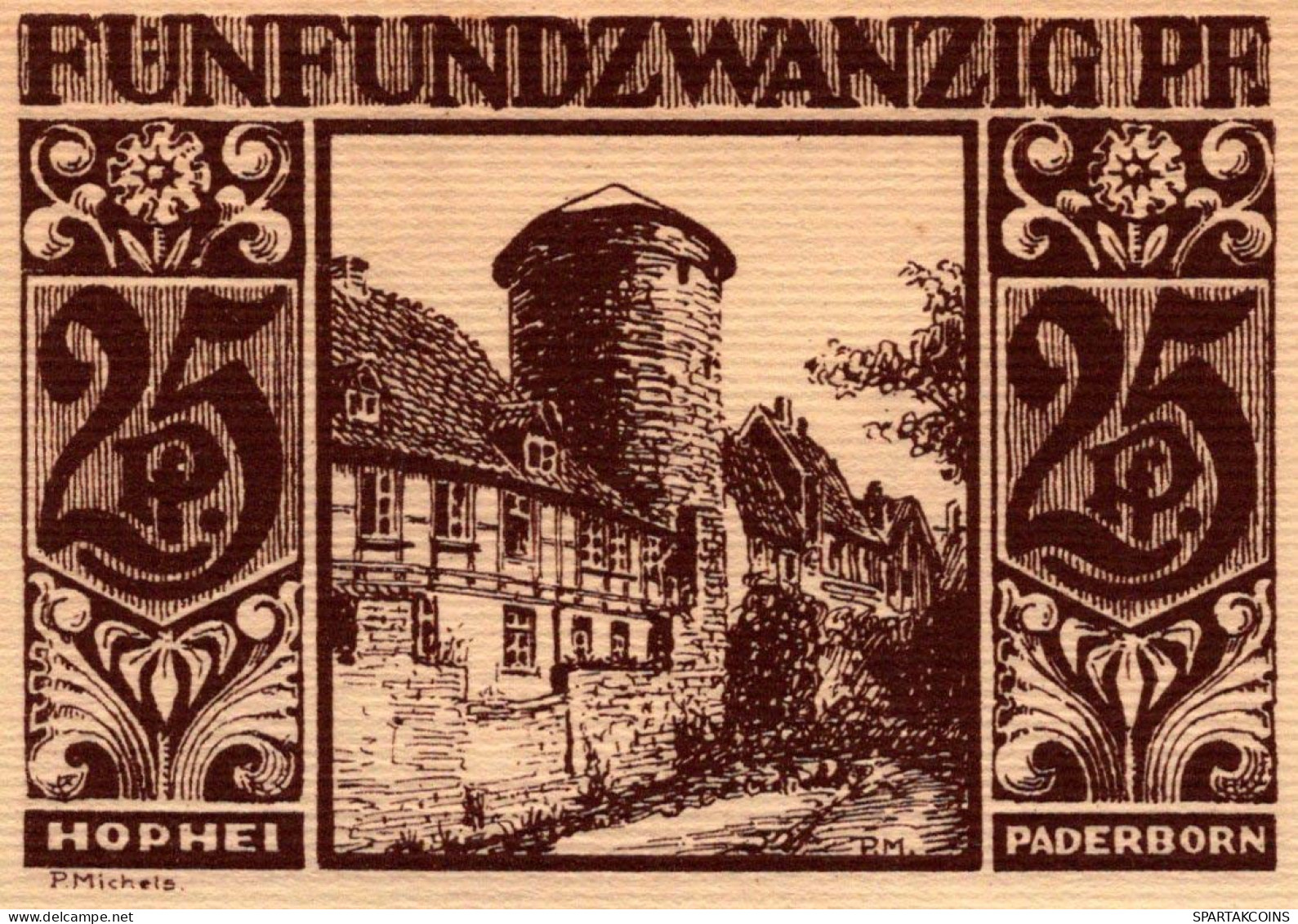25 PFENNIG 1921 Stadt PADERBORN Westphalia DEUTSCHLAND Notgeld Banknote #PF461 - [11] Emissioni Locali