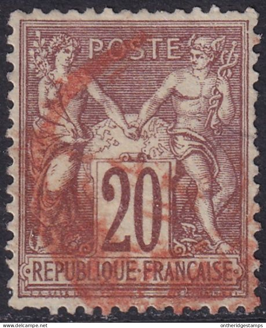 France 1876 Sc 70 Yt 67 Used Red Date Cancel Small Thin - 1876-1878 Sage (Typ I)