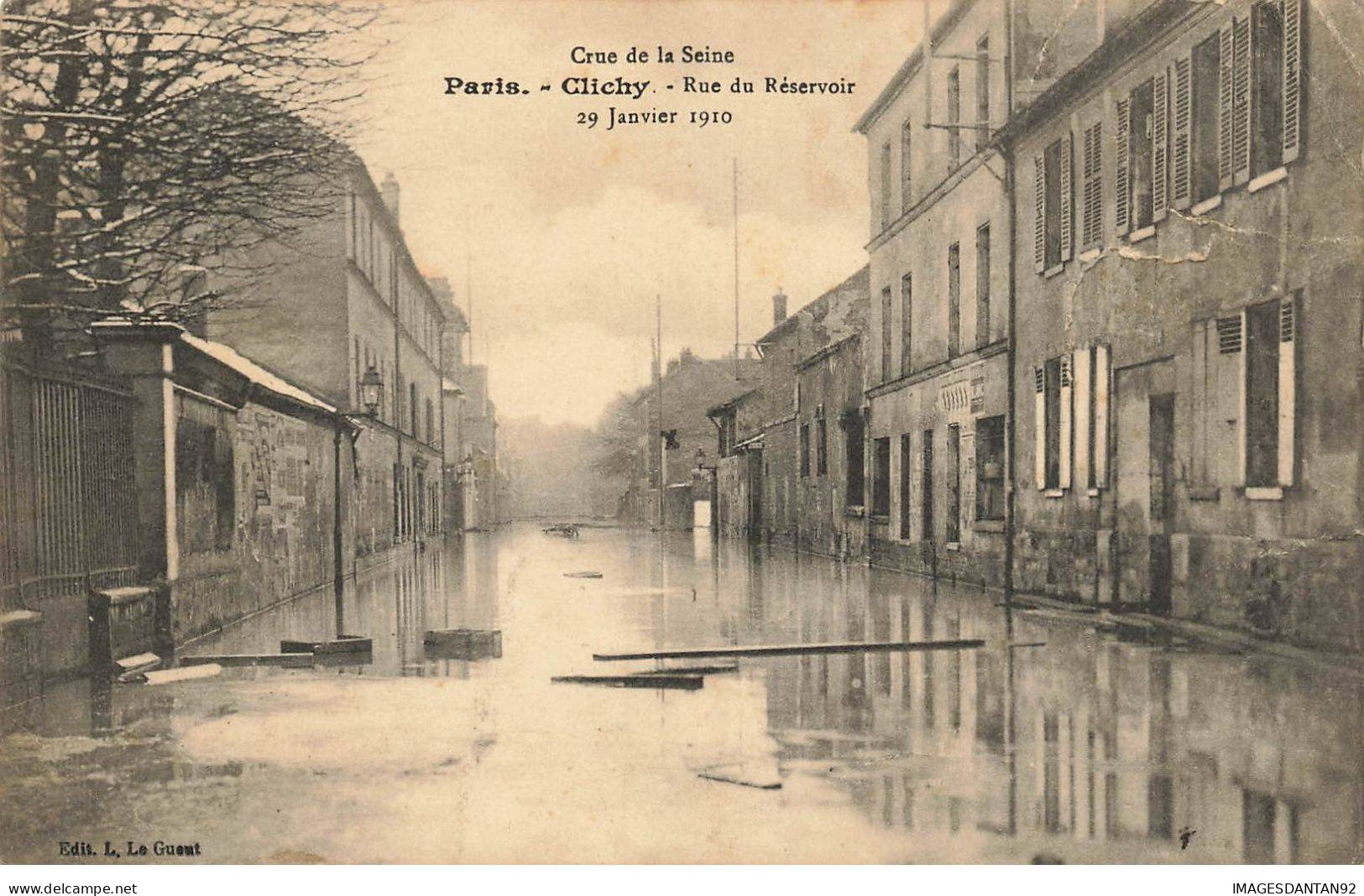 92 CLICHY AE#DC973 RUE DU RESERVOIR INONDATION DU 29 JANVIER 1910 CRUE DE LA SEINE - Clichy