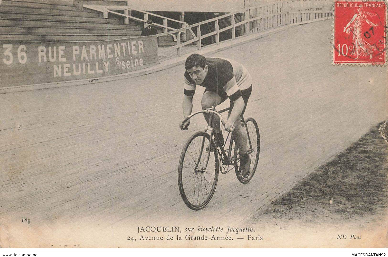 SPORTS AD#MK265 JACQUELIN SUR BICYCLETTE JACQUELIN AVENUE DE LA GRANDE ARMEE PARIS CYCLISME CYCLISTE VELO - Cycling