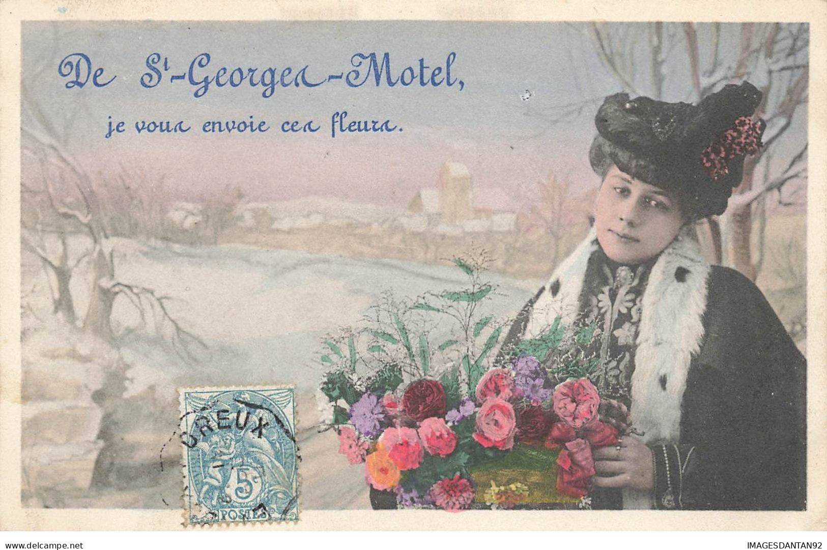 27 SAINT GEORGES MOTEL AG#MK218 SOUVENIR FEMME AU CHAPEAU FLEURS - Saint-Georges-Motel