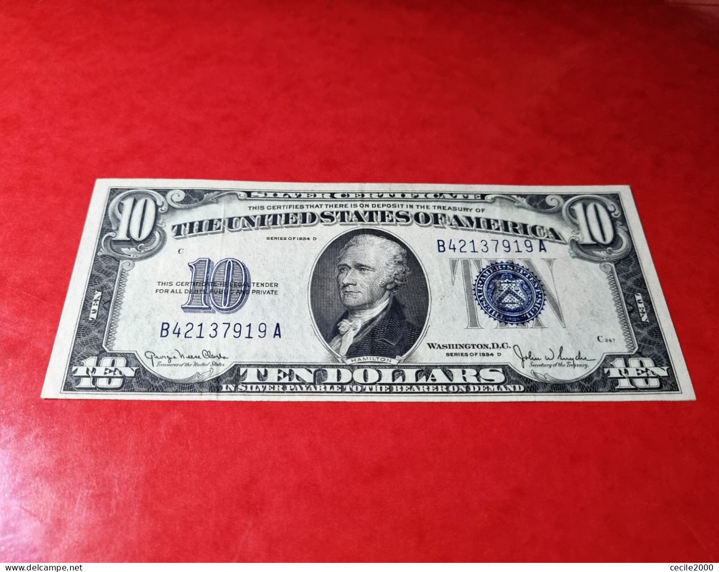 1934 D USA $10 DOLLARS UNITED STATES BANKNOTE XF+++  BILLETE ESTADOS UNIDOS *COMPRAS MULTIPLES CONSULTAR* - Billets De La Federal Reserve (1928-...)