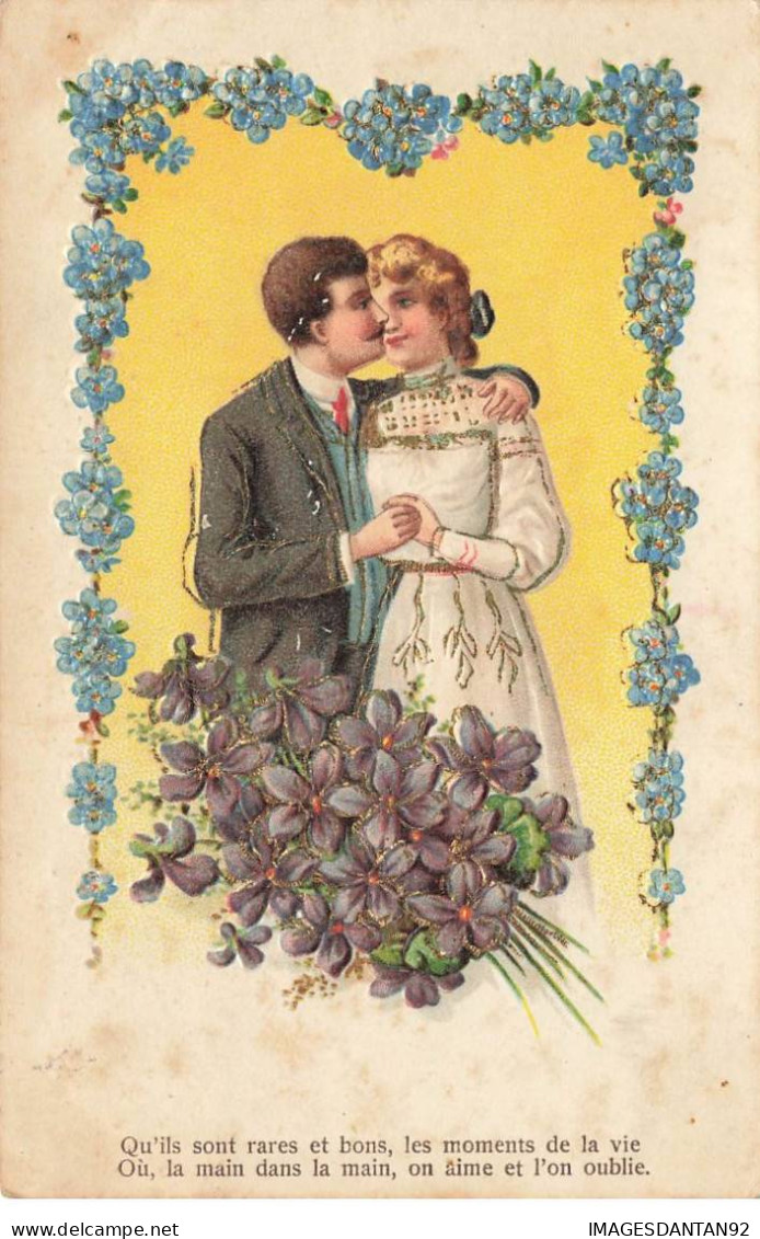 FANTAISIES AG#MK591 HOMME ET FEMME MAIN DANS LA MAIN FLEURS MYOSOTIS BLEU - Hommes