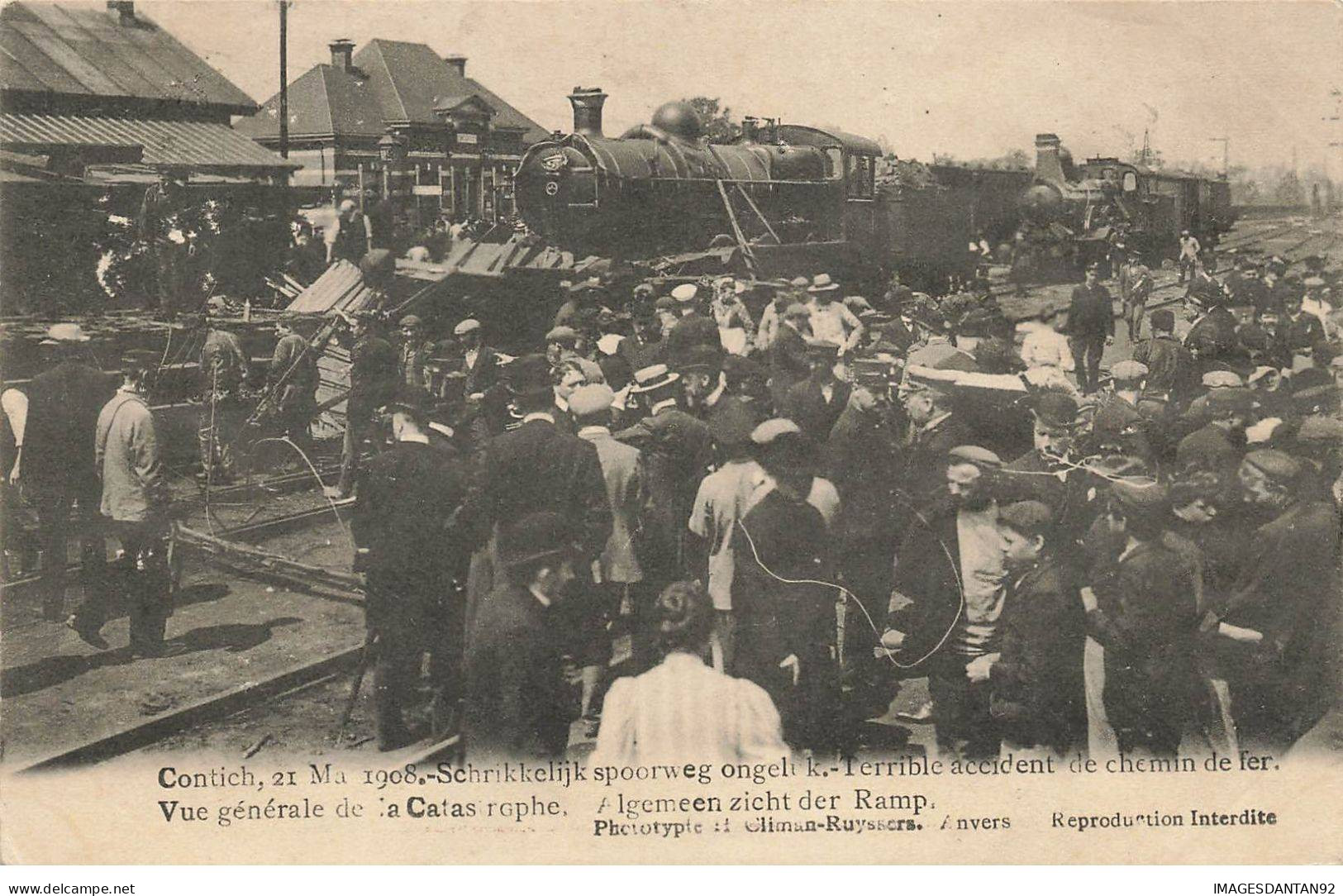 BELGIQUE AF#DC795 CONTICH KONTICH 21 MAI 1908 TERRIBLE ACCIDENT DE CHEMIN DE FER TRAINS LOCOMOTIVES - Kontich