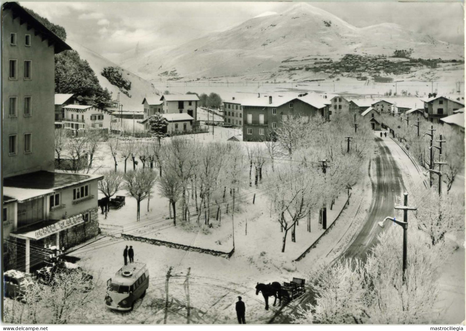 ROCCARASO L'AQUILA Viale Roma Grande Albergo Panorama Innevato VW Bulli - L'Aquila