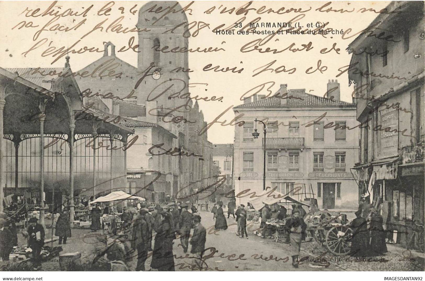 47 MARMANDE  AH#AL00373 HOTEL DES POSTES ET PLACE DU MARCHE - Marmande