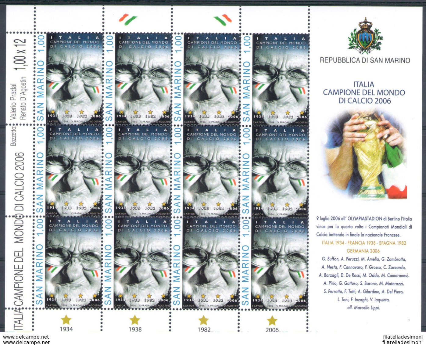 2006 San Marino Campionati Mondiali Di Calcio Minifoglio 12 Val MNH** - Blocks & Kleinbögen