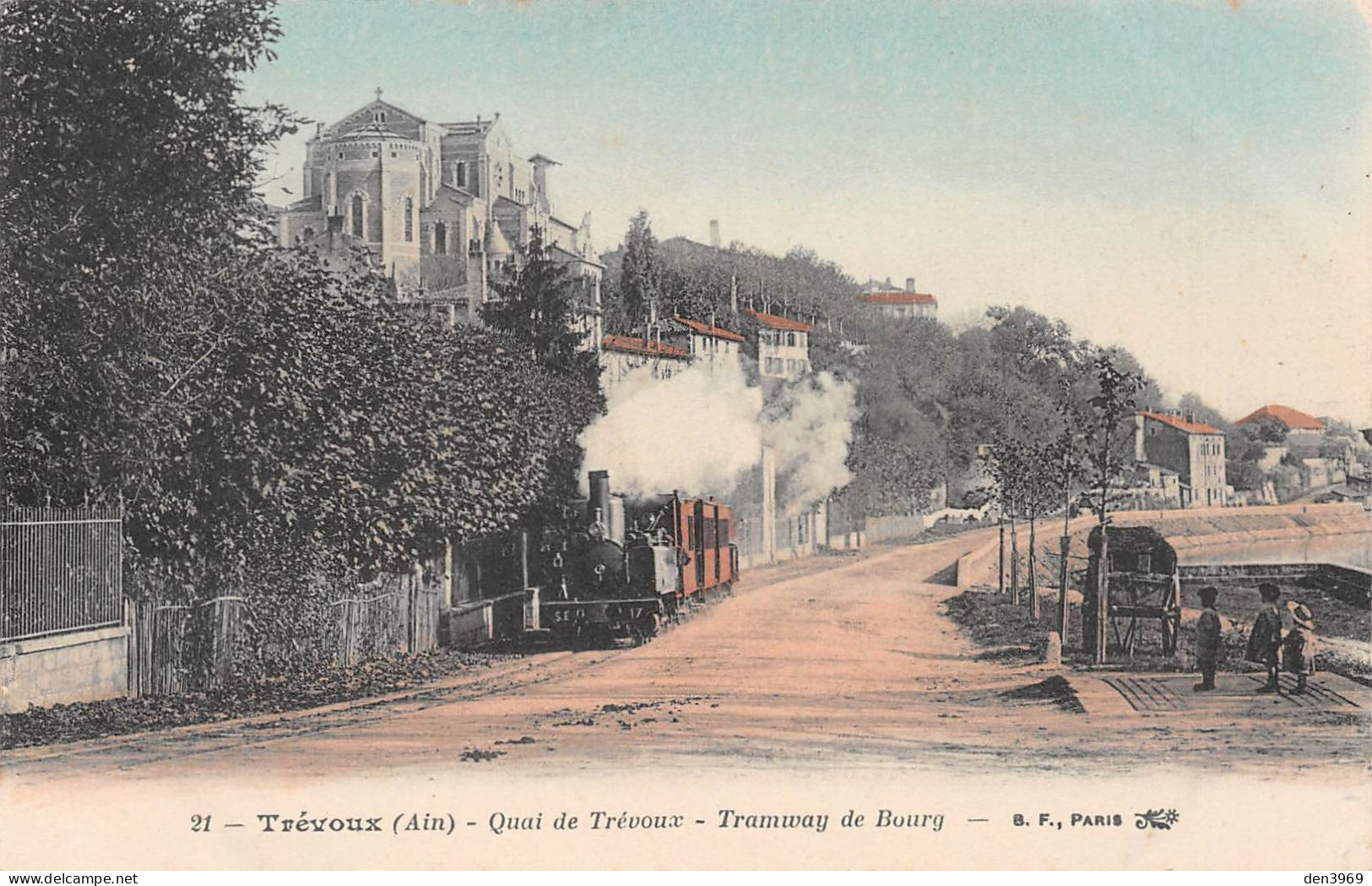 TREVOUX (Ain) - Quai - Tramway De Bourg - Tirage Couleurs - Ecrit (2 Scans) Lorge, 45 Rue Du Collège à Saint-Claude - Trévoux