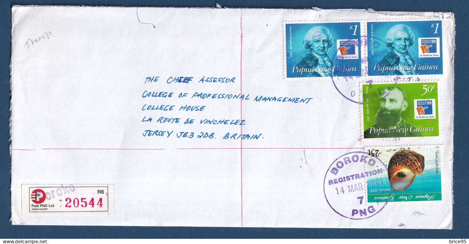 Papouasie Nouvelle Guinée - Sur Lettre Pour Jersey - Recommandé - Boroko - 2001 - Papouasie-Nouvelle-Guinée