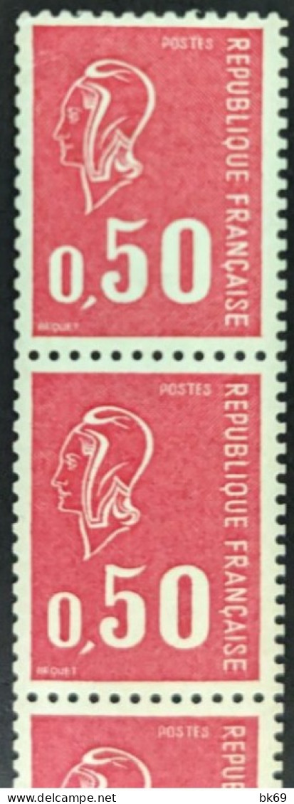 61** Béquet 50c Marianne 1664 Sans Phosphore Roulette De 11 Timbres Avec 1 N° Rouge - Francobolli In Bobina