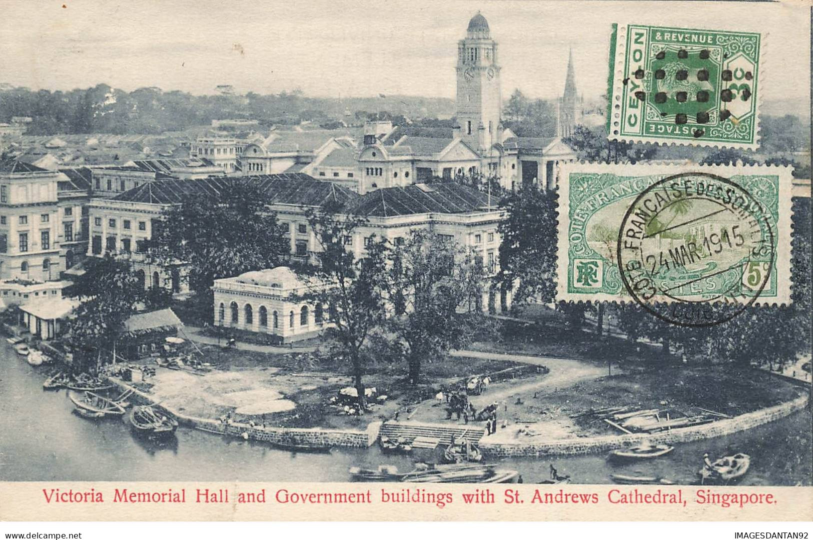 SINGAPOUR AL#AL0026 VICTORIA MEMORIAL HALL AND GOUVERNMENT BUILDINGS WITH ST ANDREWS CATHEDRAL SINGAPORE - Singapour