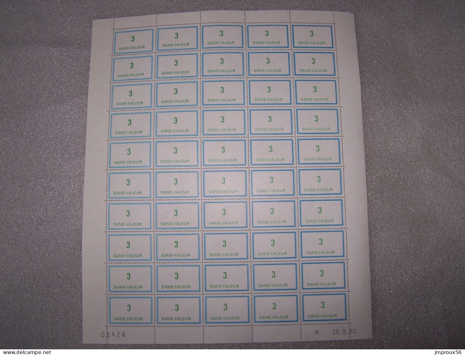 18 Feuilles timbres Fictifs pour l'instruction (F199,F211,F212,F215....)