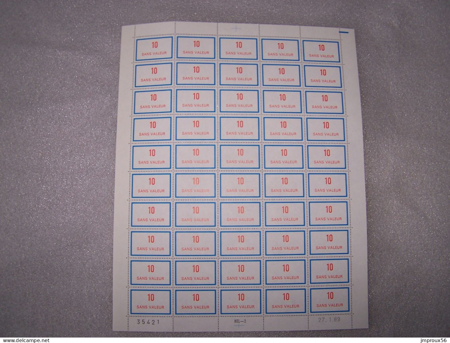 18 Feuilles timbres Fictifs pour l'instruction (F199,F211,F212,F215....)