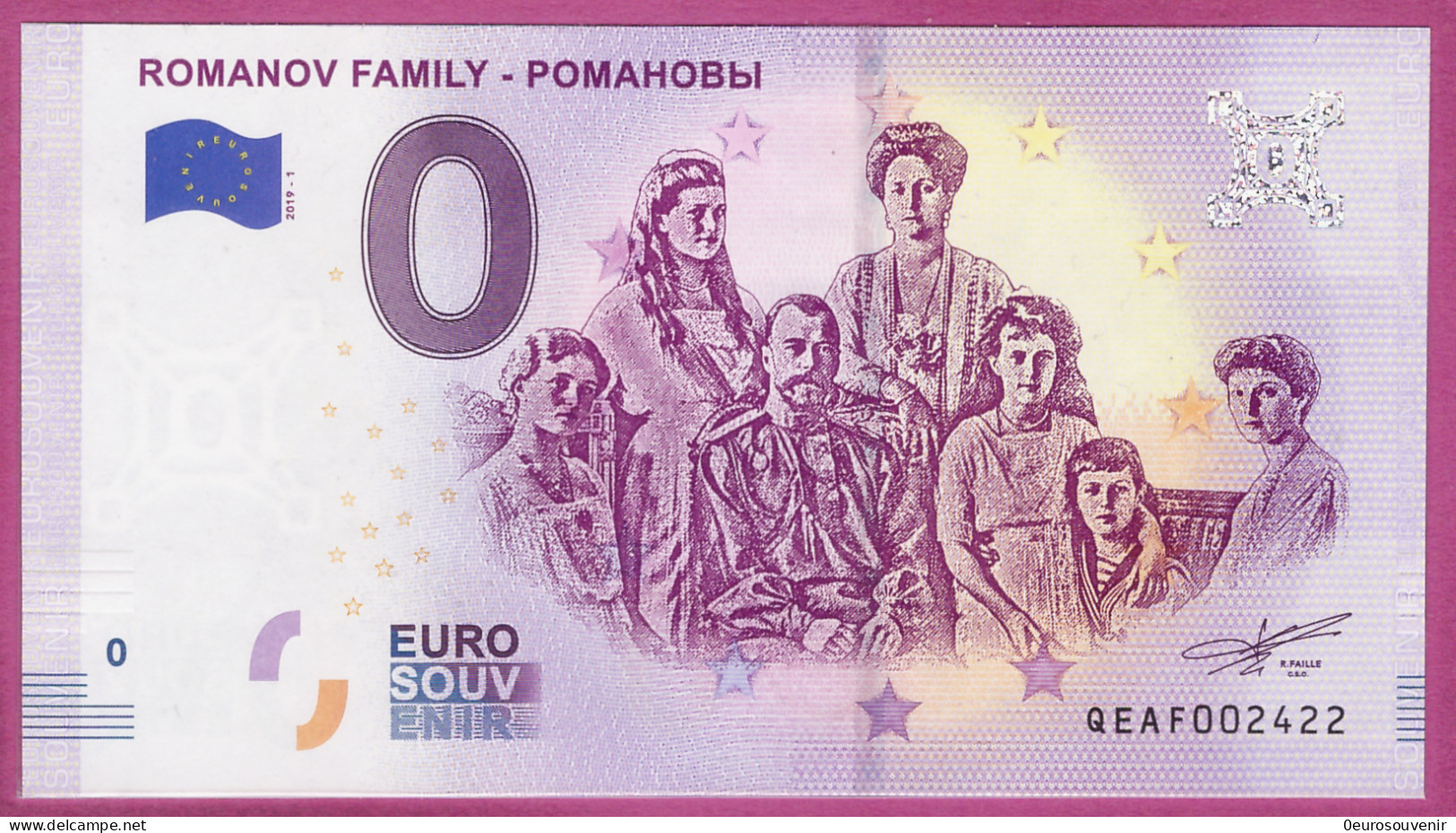 0-Euro QEAF 2019-1 ROMANOV FAMILY - РОМАНОВЫ - Privatentwürfe