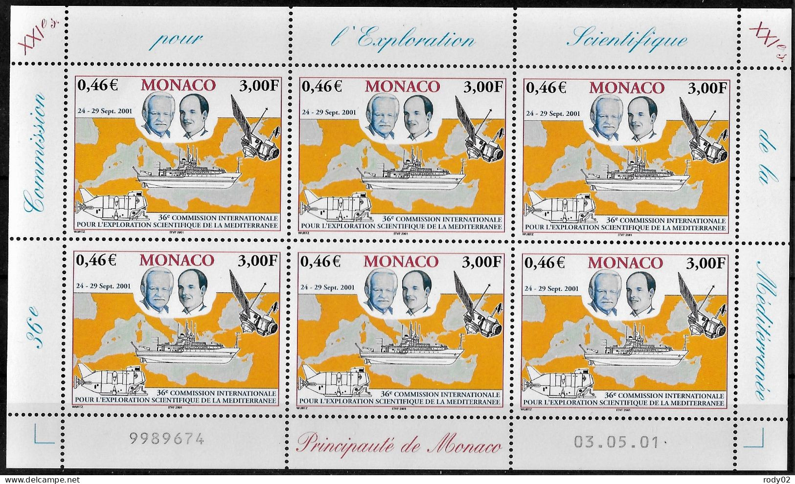 MONACO - ANNEE 2001 - COMMISSION INTERNATIONALE POUR L'EXPLORATION SCIENTIFIQUE DE LA MEDITERRANEE - F 2318 - NEUF** MNH - Nuevos