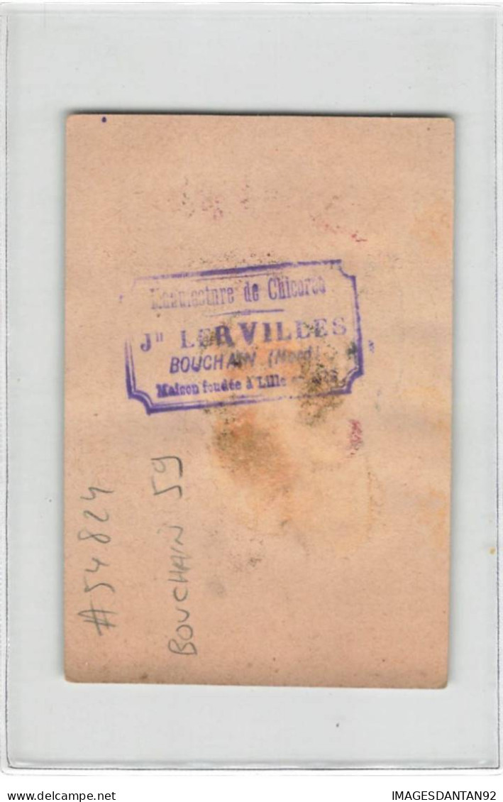CHROMO #FG54824 MANUFACTURE DE CHICOREE LERVILLES A BOUCHAIN 59 2 ANGELOTS ET PANIER DE FLEURS 1880 - Thee & Koffie