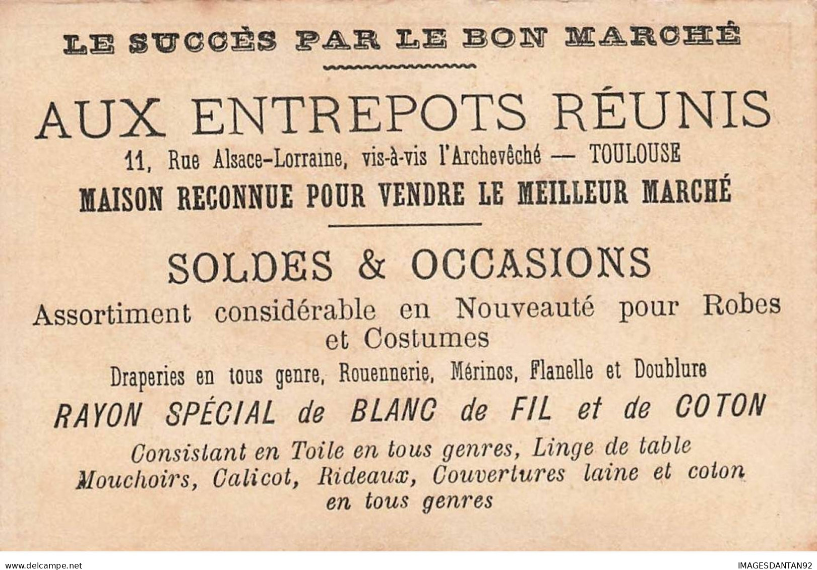 CHROMOS AO#AL000200 AUX ENTREPOTS REUNIS  DRAPERIES A TOULOUSE CUISINERS ET UNE OIE QUI VOLE LA TOQUE EN VOLANT - Otros & Sin Clasificación