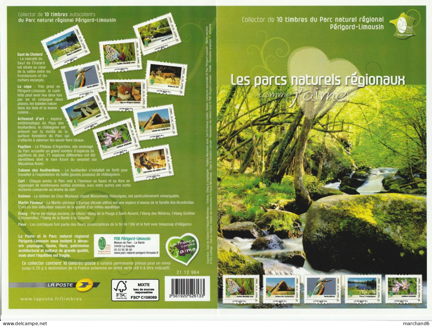 Feuillet Collector Parcs Naturels Régionaux Périgord Limousin France 2012 IDT L V 20gr 10 Timbres Autoadhésifs N°171 - Collectors