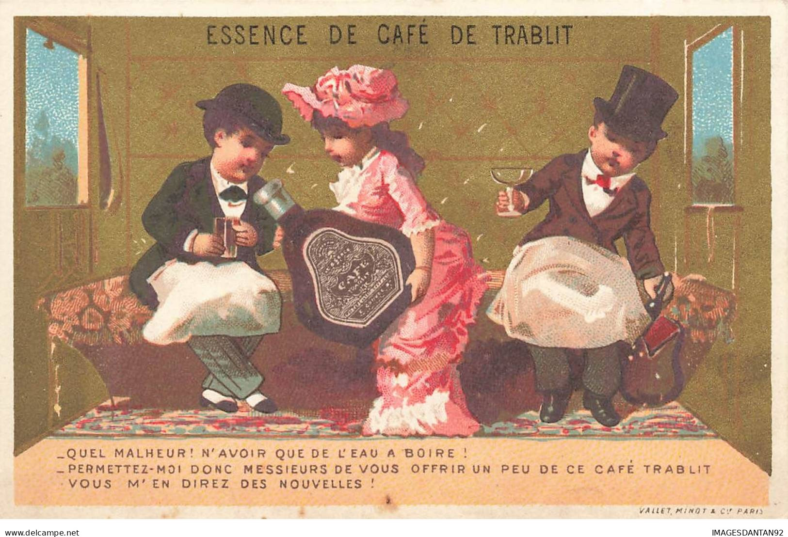 CHROMOS AO#AL000220 L ESSENCE DE CAFE TRABLIT PARIS HOMMES ET FEMME BUVANT CAFE DANS UNE CALECHE - Tea & Coffee Manufacturers