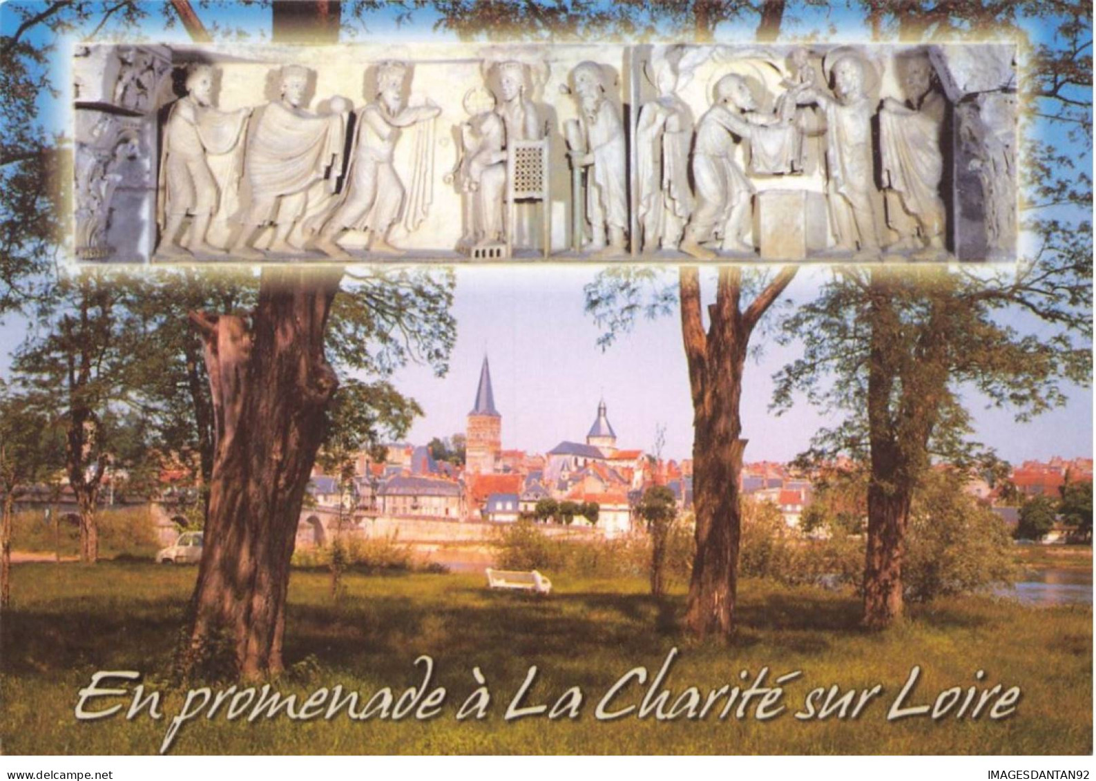 58 LA CHARITE SUR LOIRE AM#DC776 EN PROMENADE VUE SUR LA VILLE (2) PERSONNAGES SCULPTES - La Charité Sur Loire
