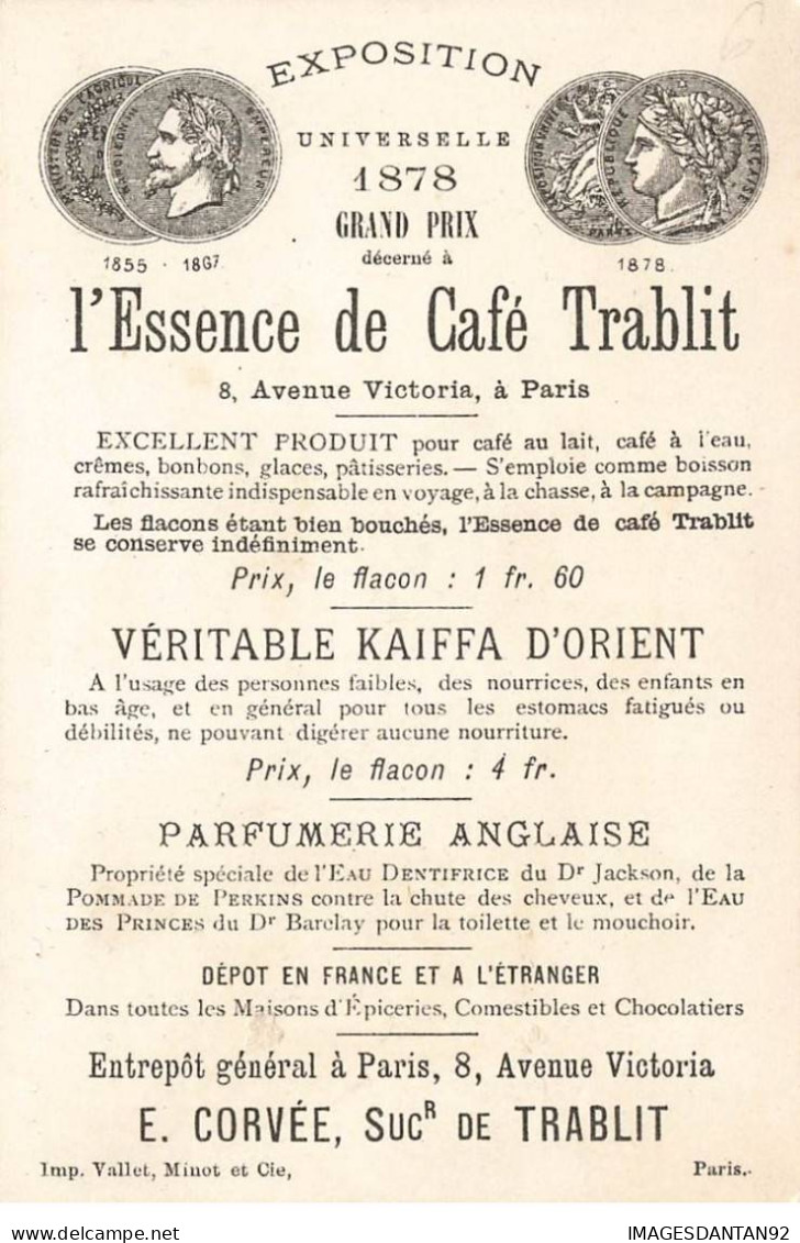 CHROMOS AO#AL000219 L ESSENCE DE CAFE TRABLIT PARIS HOMME ET FEMME BUVANT CAFE AVEC UNE GRANDE BOUTEILLE - Tee & Kaffee