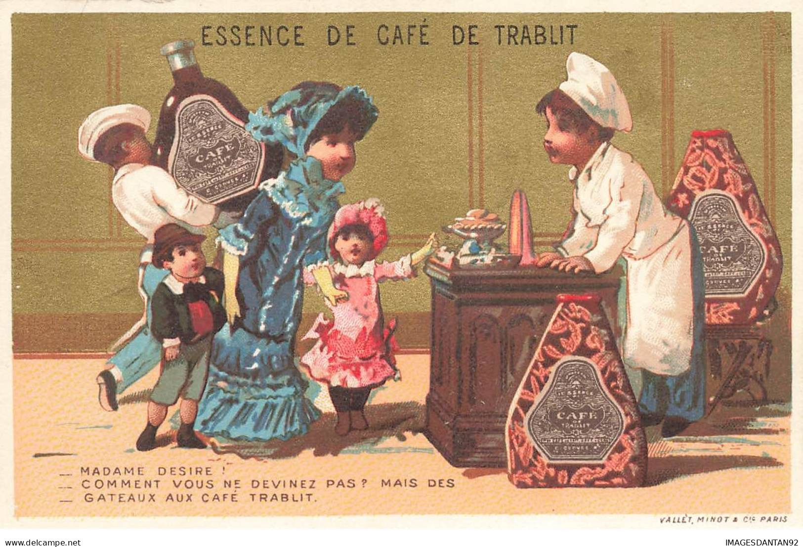 CHROMOS AO#AL000217 L ESSENCE DE CAFE TRABLIT PARIS FEMMES ET ENFNATS DANS UNE BOULANGERIE POUR DES DESSERT AU CAFE - Tè & Caffè