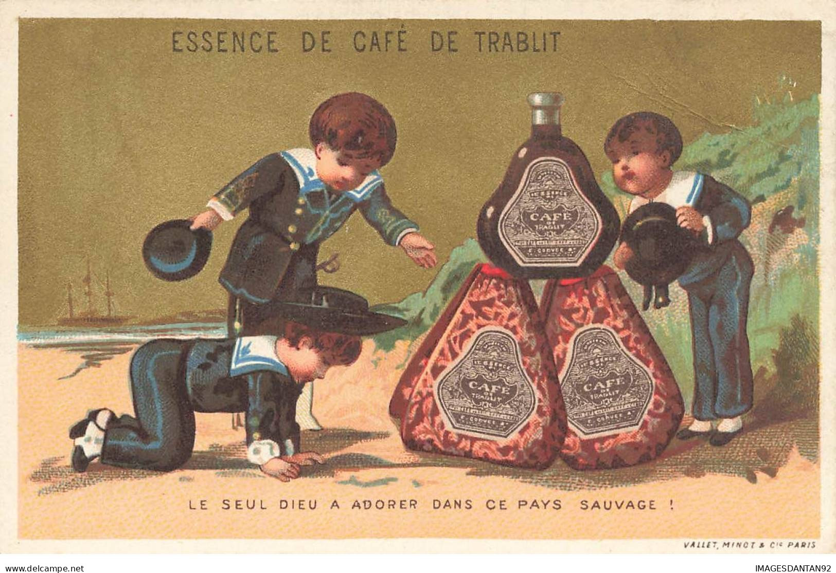 CHROMOS AO#AL000214 L ESSENCE DE CAFE TRABLIT PARIS ENFANTS MARINS REGARDANT DES GROS POT DE CAFE - Thee & Koffie
