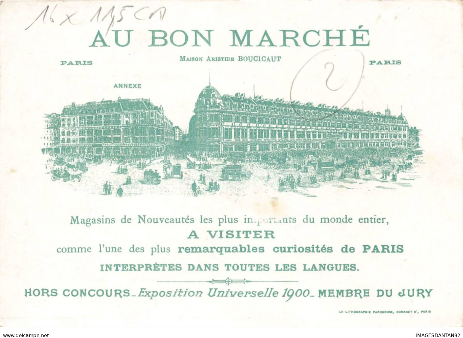 CHROMOS AO#AL000395 AU BON MARCHE ARISTIDE BOUCICAUT PARIS LE PETIT POUCET 16 X 11,5 CM  2 - Au Bon Marché