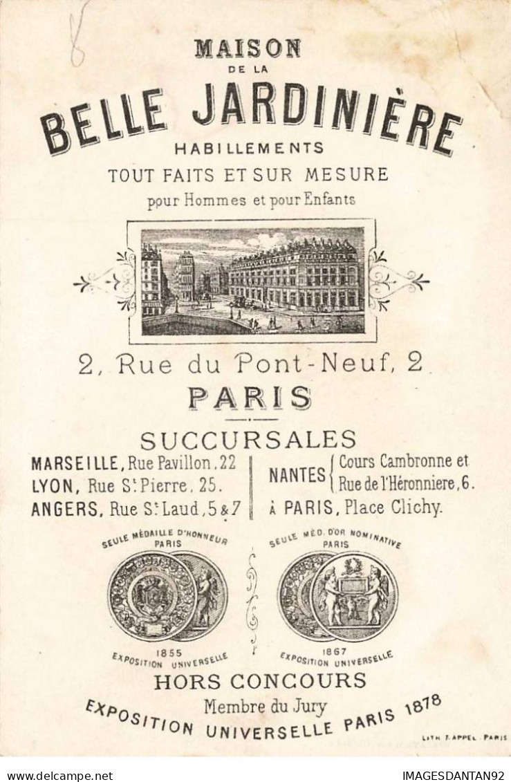 CHROMOS AO#AL000373  MAISON DE LA BELLE JARDINIERE HABILLEMENTS PARIS CIREUR DE BOTTES - Autres & Non Classés