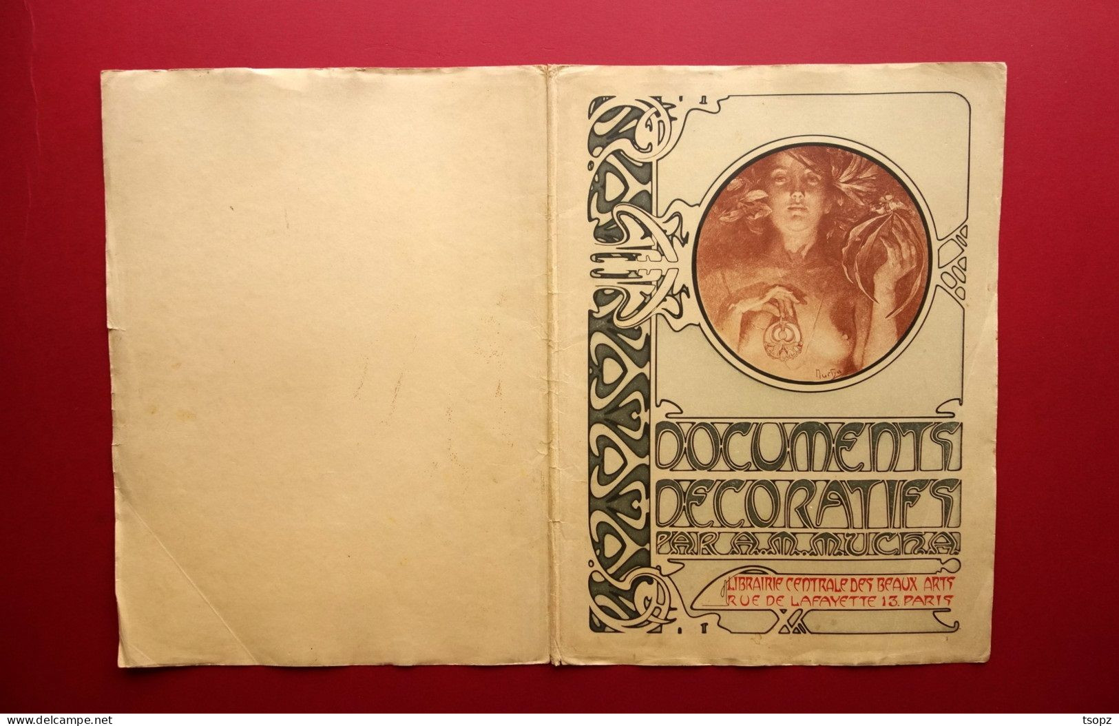 Mucha Grafica Cromolitografica Copertina Cartella Documents Decoratifs Originale - Stiche & Gravuren